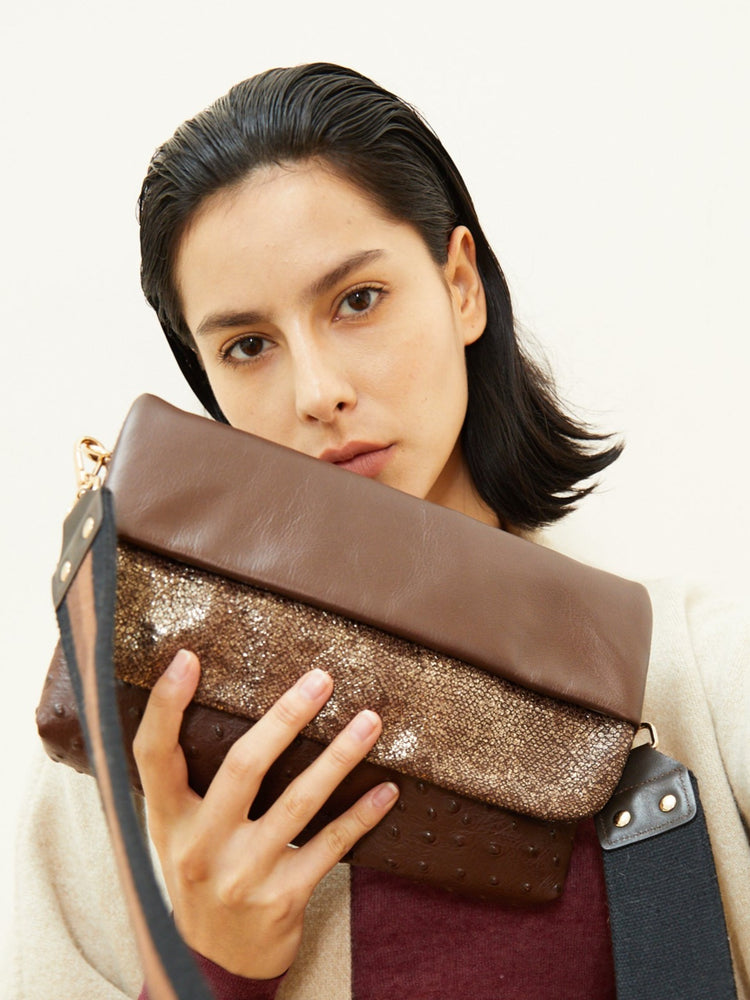 Shoulder bag Emily Ostrich Choco